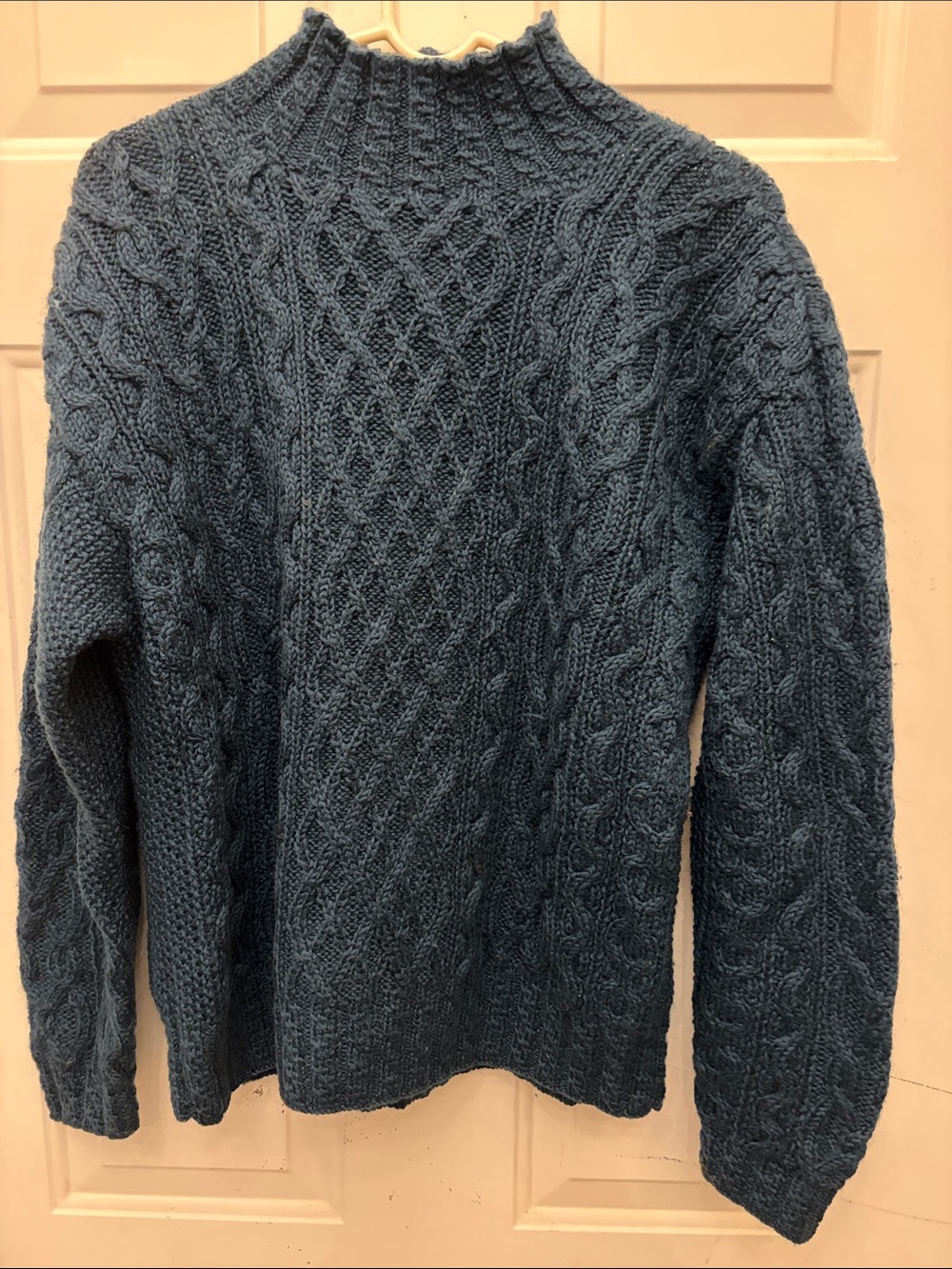 Preview International Women's Cable Crew Sweater in Teal Blue